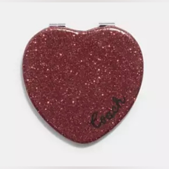 Coach NIP Red Glitter Heart Compact Mirror - Picture 4 of 5
